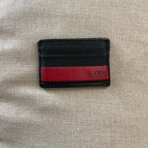 Tumi Men's Ballistic Nylon Slim Card Case Wallet - Black & Red